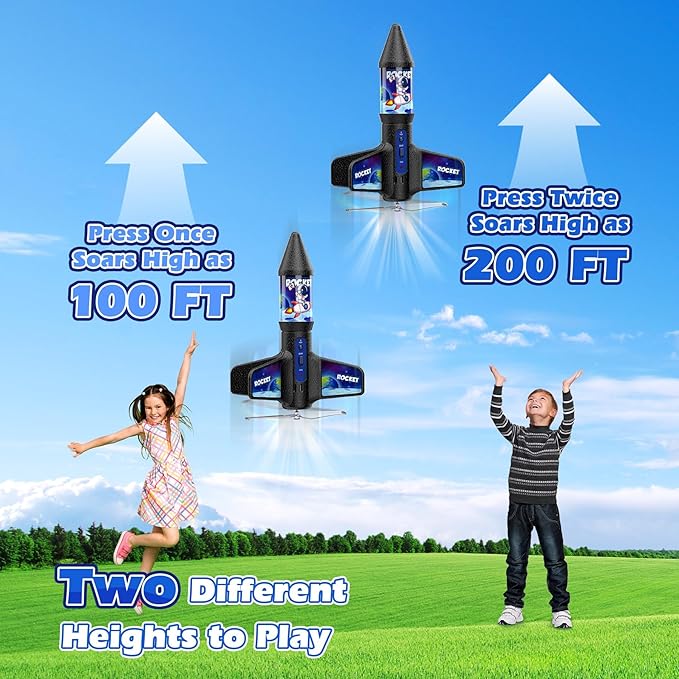 Rocket Launcher Toy for Kids,Self Launching Motorized Air Rocket with Parachute Launch Up to 200 Ft Model Rockets Outdoor Toys Gifts for Boys Kids Ages 6 7 8 9 10 11 12 3-5 5-7 8-12