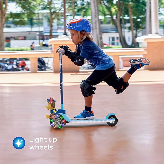 3D Kick Scooter for Kids, Self-Balancing 3 Wheeled Light Up Scooter with Extra Wide Anti-Slip Deck, Rear Brake, Lean to Steer, Lightweight Design, for Kids 3 and up, 75 LB Limit