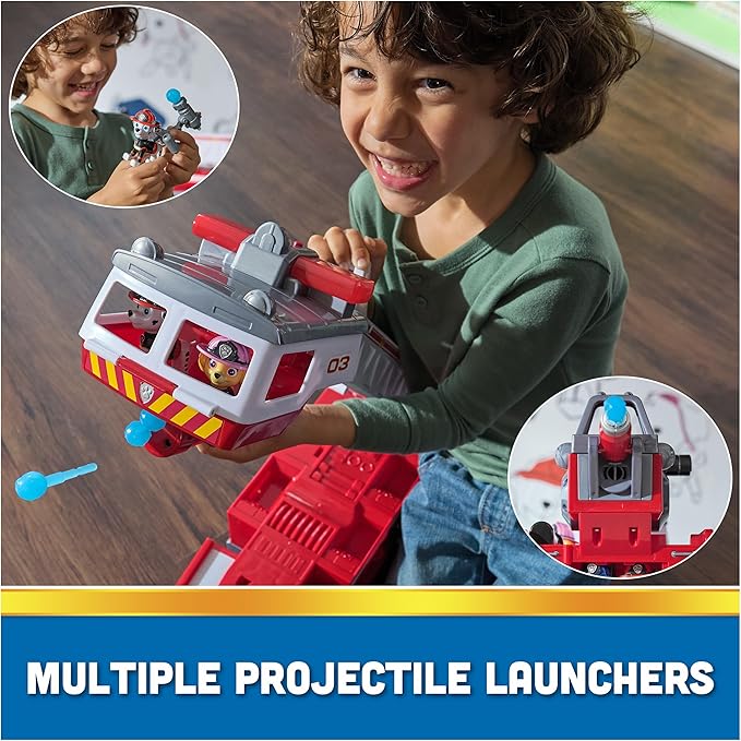 PAW Patrol Ultimate Rescue Fire Truck with 2 Ft. Ladder, Lights, Sounds, a Mini Toy Car, Chase, Marshall & Skye Figures, Toys for Boys & Girls Ages 3+