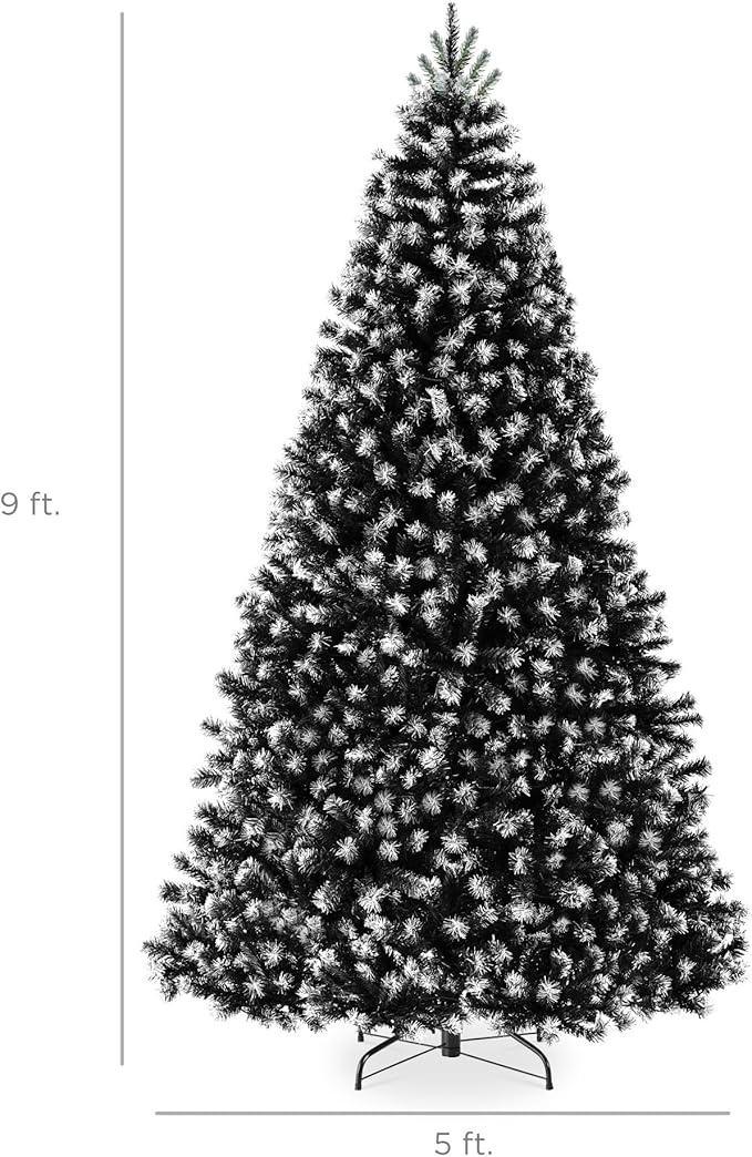 Best Choice Products Artificial Frosted Christmas Tree, 9ft Premium Unlit Realistic Spruce Holiday Décor w/Dense Branches, Metal Base - Black Spruce