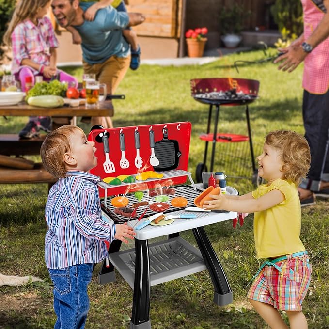 35pcs Kitchen Toy Set, Toy BBQ Grill Set, Cooking Toy Set, Little Chef Play, Kids Grill Playset Interactive BBQ Toy Set, Kids Kitchen Playset Toy Christmas Birthday Gift for Boys Girls