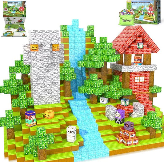150PCS Large Magnetic Blocks - Build Mine Magnet World Forest Tiles, Magnet Kids Games Classroom Must Haves Toddlers Magnetic Toys for Boys & Girls 3-5 6-8, STEM Montessori Sensory Ourdoor Toys Gift