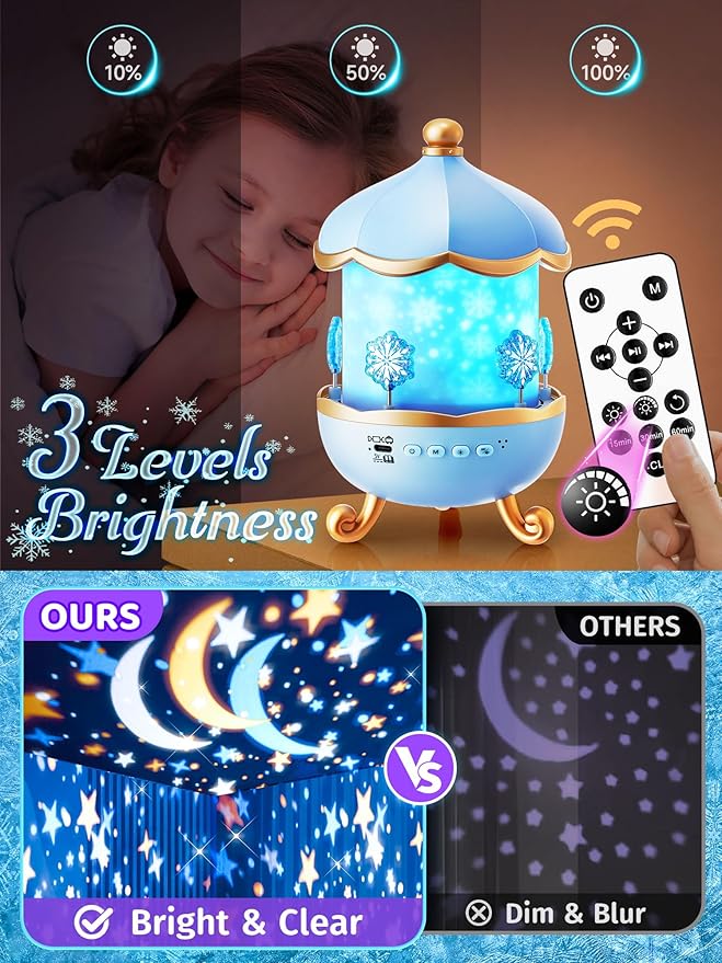 Frozen Toys, 15 Music+16 Films+315 Colors Night Light for Kids, 360°+Remote+Cordless Star Projector for Kids Night Light Projector, Princess Toys for Girls Room Decor, Christmas Gifts Frozen Gifts