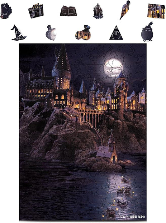 CRAFTHUB Harry Potter Puzzle – A3 Boats to Hogwarts – Wooden Jigsaw Puzzles for Adults – 205 Unique Shaped Pieces – Officially Licensed Merchandise – 10.8" x 14.9"
