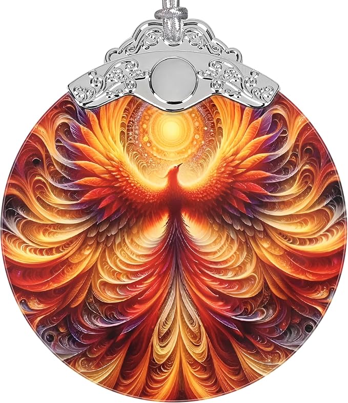 Phoenix Ornament, Christmas Ornaments, Christmas Decorations for Tree, Stained Glass Ornament, Heirloom Keepsake, Gift Exchange, Gift Ideas, Bauble Present