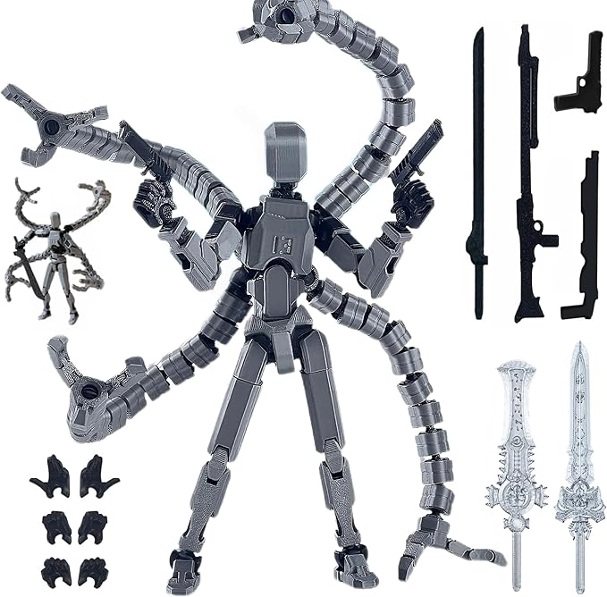 (Assembly Completed) Titan13 Action Figure Set,7.2 Inch Dummy 13 3d Printed ActionFigure Toy Gifts for Kids, Robot 13 Action Figure Full Body Mechanical Doll Christmas Birthday Gift for Kids（Gray）