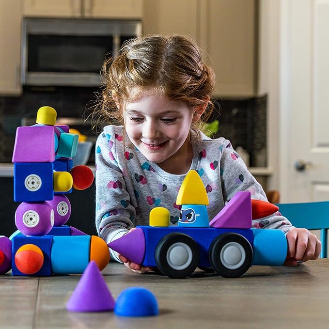 Magnetic Foam Blocks – STEM Preschool Toys for Children, Toddlers, Boys and Girls, The Ultimate Bath Toy – Castle Set, Bath Building Blocks, Engineering Toys for Kids 3-7
