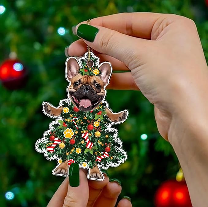 2025 French Bulldog Christmas Tree Ornament - Festive Holiday Hanging Decoration with Adorable Frenchie Dog - 2025 French Bulldog Christmas Tree Topper Hanging Ornament