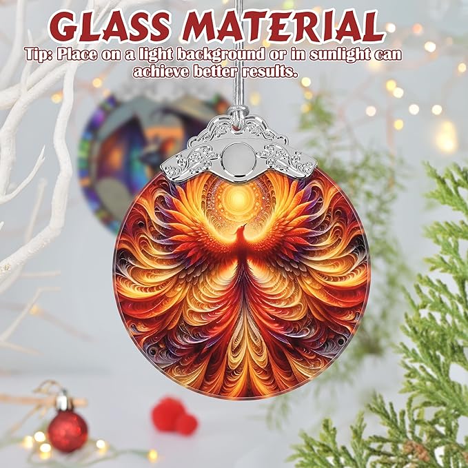 Phoenix Ornament, Christmas Ornaments, Christmas Decorations for Tree, Stained Glass Ornament, Heirloom Keepsake, Gift Exchange, Gift Ideas, Bauble Present