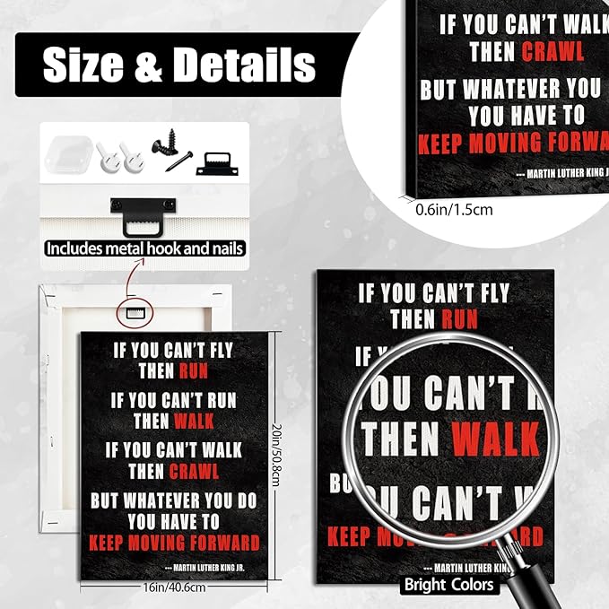 AbcCustomize Keep Moving Forward Motivational Wall Art, Inspirational Wall Decor for Office & Home, Positive Quotes Canvas Prints Ready to Hang, Uplifting Office Wall Art for Living Room or Bedroom