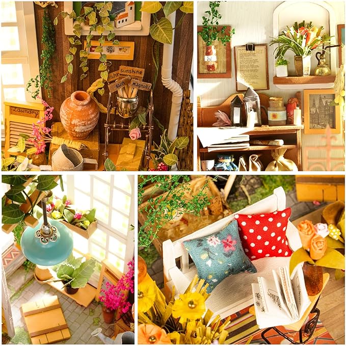 Rolife Dollhouse DIY Miniature Set Garden House LED Model Building Kit Hobby CraftHome Decor-Christmas Birthday Gifts for Women Friends (Miller's Garden)