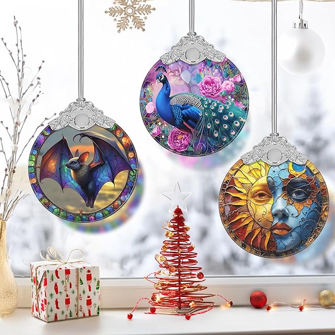 Peacock Ornament, Christmas Ornaments, Christmas Decorations for Tree, Stained Glass Ornament, Heirloom Keepsake, Gift Exchange, Gift Ideas, Bauble Present