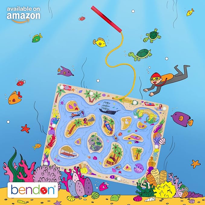 Bendon TS Shure Mermaids Sea Life Magic Wand Magnetic Maze with 3 Magnets and Magnetic Magic Wand Pre-School Learning 50461