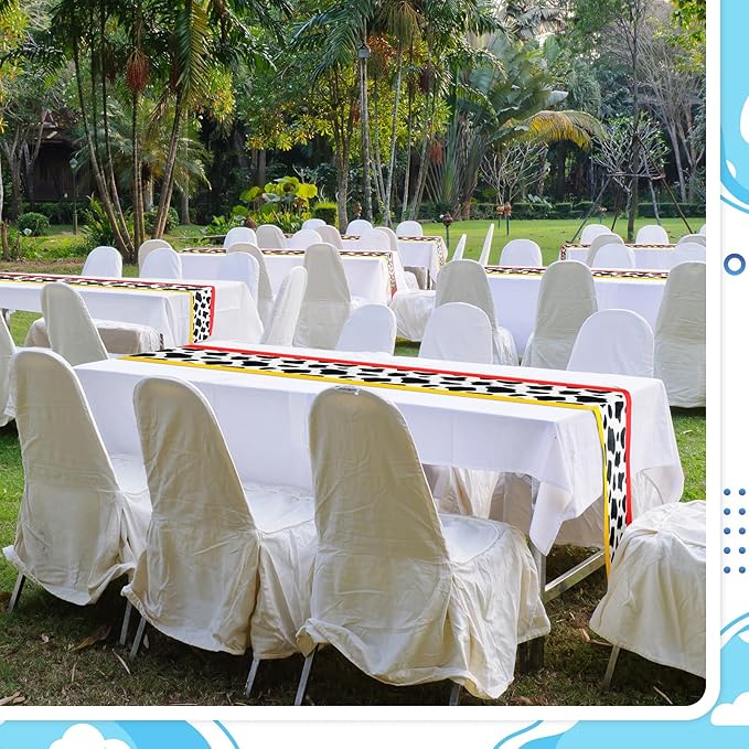 2 Pcs Cartoon Table Runner Cartoon Birthday Party Supplies Cow Pattern Printed Check Table Decor Tablecloth Party Supplies,13 x 72 in (Fresh)