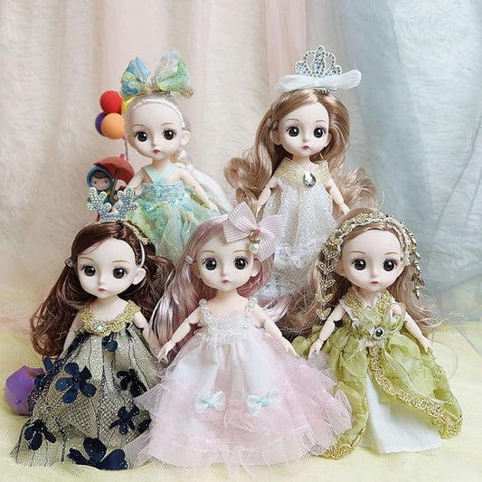 Thcbme 5 Pcs 6 Inch Princess Girl Mini Dolls, Small Princess Dolls, Little Girl Miniature Dolls for 3+ Year Old Girls