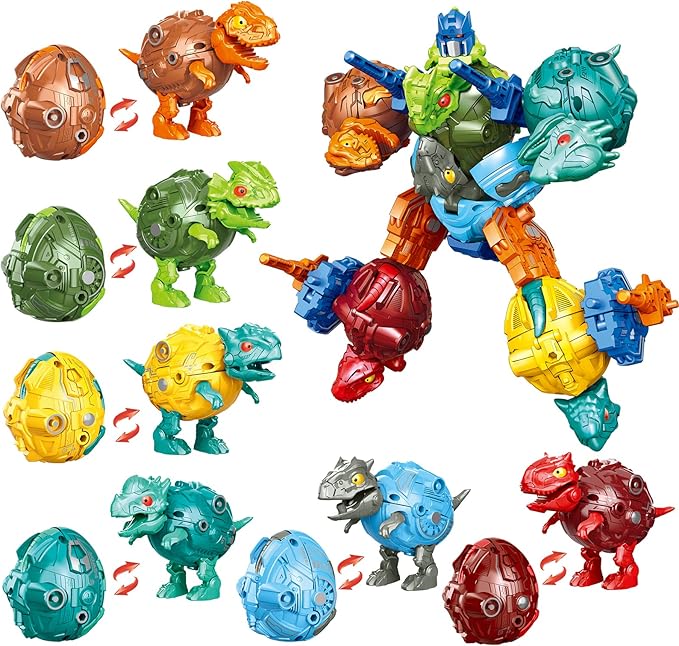 6 in 1 STEM Dinosaur Robots Transformed Toys Set,Toddler Toys for Kids Boys Ages 6 7 8 9 10+,Dinosaur Toys Christmas Birthday Gifts