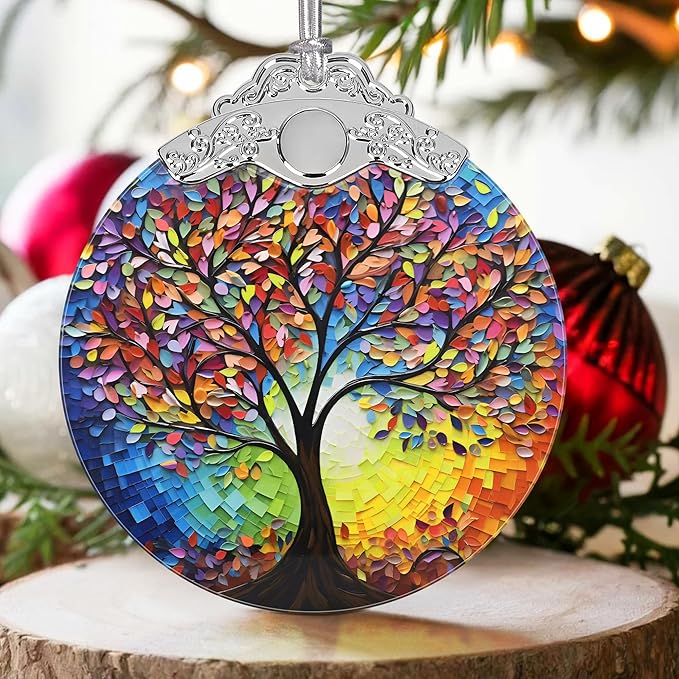 2025 Tree of Life Stained Glass Christmas Ornaments - Holiday & Christmas Tree Decor for Women