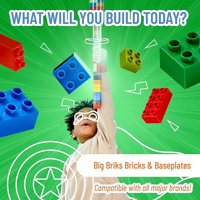 Strictly Briks Compatible with Lego Duplo Toy Large Building Blocks for Kids and Toddlers, Big Bricks Gift Set for Ages 3 and Up, 100% Compatible with All Major Brands, 12 Rainbow Colors, 204 Pieces
