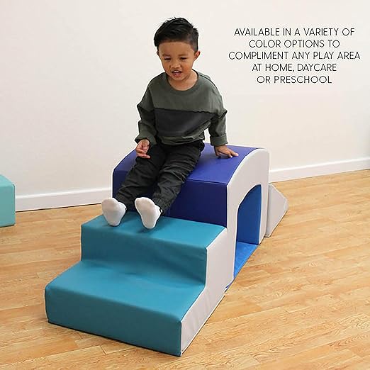 Factory Direct Partners 12824-NVPB SoftScape Playtime Grow-n-Learn Tunnel Climber for Toddlers and Kids(3-Piece) - Navy/Powder Blue, 12824-NVPB