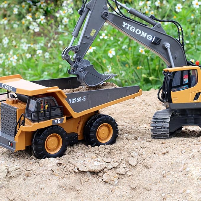 9 Channel Remote Control Dump Truck With Lights and Realistic Sound Effects, Highly Realistic Design, Includes Rechargeable Battery, an Excellent Gift Choice for Children Aged 6 and Above (Dump Truck)