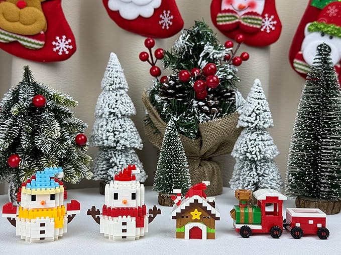 Mini Christmas Building Blocks Toy - 4 Pack Santa Claus Design Set, Holiday Crafts for Family, Kids, Boys & Girls, Ages 6+,DIY Christmas Stocking Stuffers Gifts,Xmas Newyear Birthday Gifts