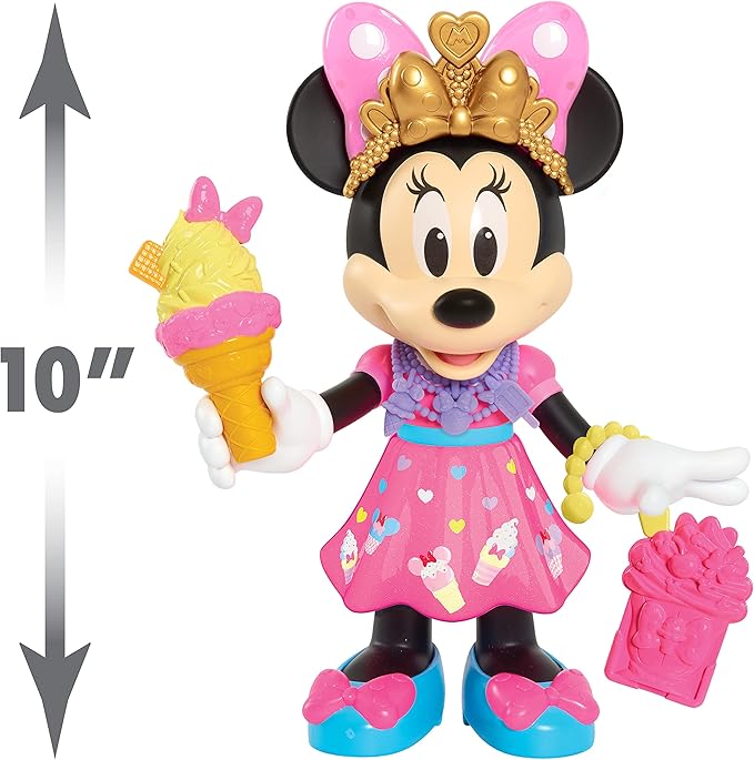 Disney Junior Sweets & Treats Minnie Mouse, Interactive 10-Inch Doll with Lights, Sounds, and Accessories, Officially Licensed Kids Toys for Ages 3 Up, Amazon Exclusive