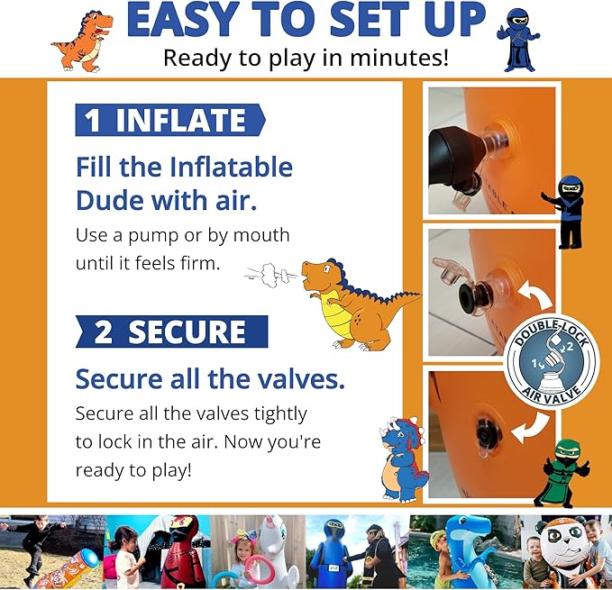 INFLATABLE DUDES Target Bags -Kids Punching Bag | Already Filled with Sand| Bop Bag | Premium Inflatable Toy | Punching Bag for Kids | Enhanced Bounce-Back Action! | Indoor Outdoor -Party Games