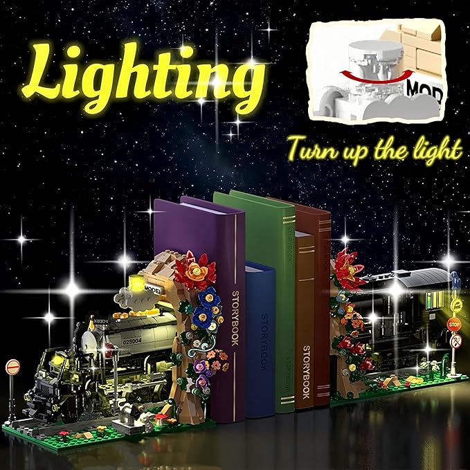 Big Black Steam Train Building Blocks Kits，Creative Flower Train Bookshelf ，1848 Pcs，Room Office Decoration，Gifts for Boys and Girls