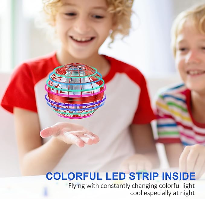 2025 Flying Orb Ball Toy,Cosmic Globe Boomerang Hover Ball Galactic Fidget Spinner, Hand Drone Orbit, Cool Toys Gift for 6 7 8 9 10+ Year Old Boys Girls Teens Outdoor Toys(Red)