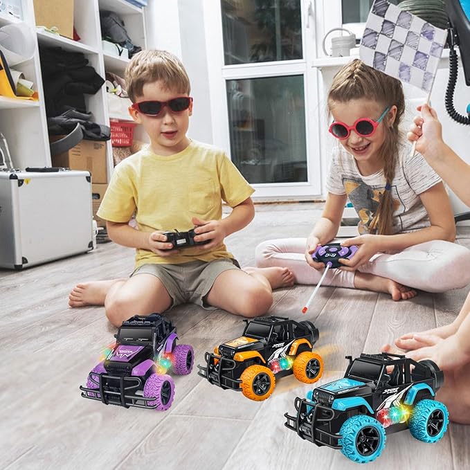 Remote Control Car for Girls, 1:20 Scale Rc Cars Remote Control Truck Car Toy Vehicles for Kids Age 3-5, Rc Truck Racing Car with 3 Color Lights for Kids 5-7 8-12 Birthday Gift, Purple