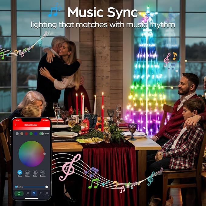 7 FT Outdoor Christmas Tree,Smart APP Remote Control RGB Color Changing DIY Timer LED Christmas Tree for Indoor Outdoor Decorations (7FT)