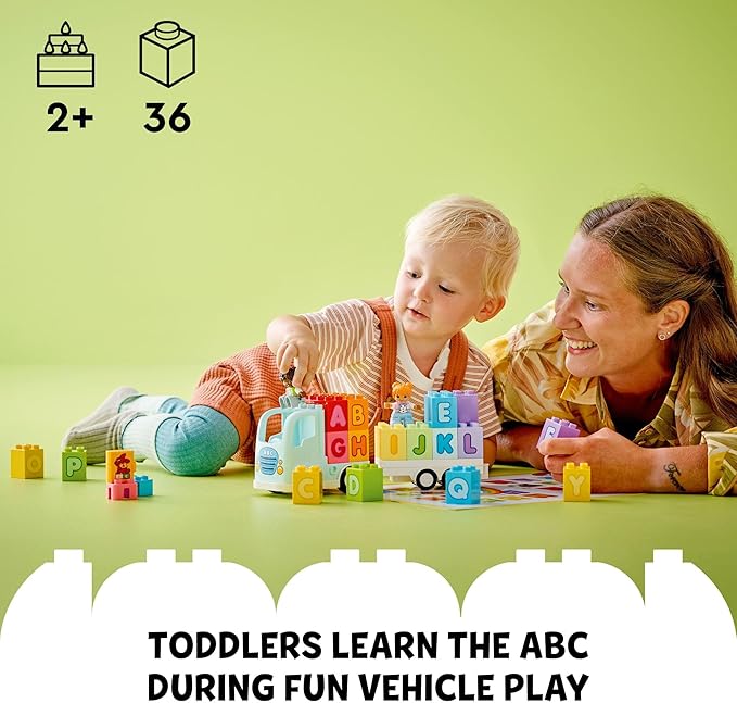 LEGO DUPLO Town Alphabet Truck Toy - Toddler Learning & Educational Toys for Preschool, Ages 2+ - Alphabet Blocks for Boys & Girls - Baby Gift Ideas for Birthdays - 10421