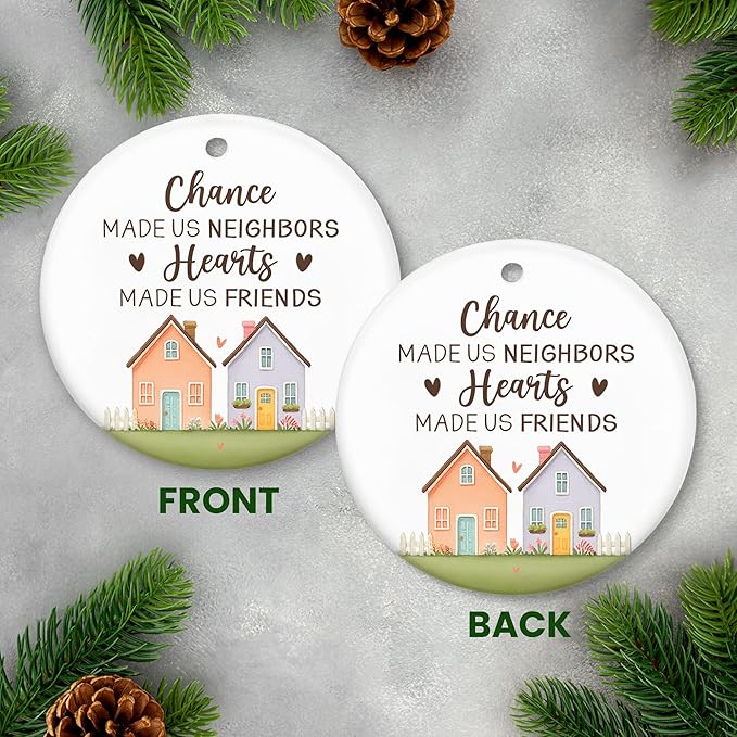 OASSIE Neighbors Friend Gifts for Women, Christmas Ornaments 2025 - The Neighborhood, Friendship Gifts for Women, Hello Neighbor Friends - Christmas Tree Decoration Ceramic Ornaments
