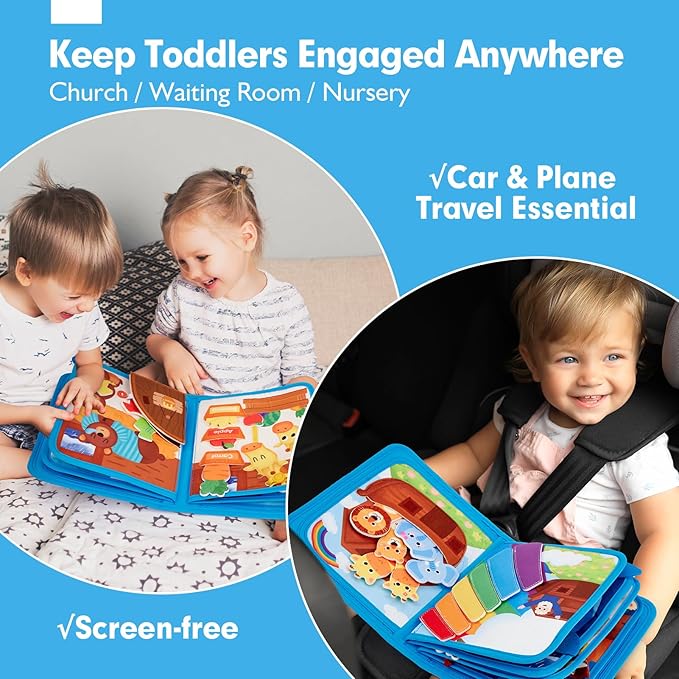 hahaland Noah's Ark Toy Busy Book for Toddlers 1-3 - Baptism Gifts for Boys Girls - Montessori Toys for 1 Year Old, Sensory Early Learning Educational One Year Old Boy Birthday Christmas Toddler Gifts