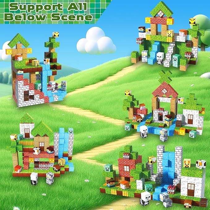 200PCS Magnetic Blocks - Magnetic Building Blocks, Magnet Cubes Game, Stacking Forest Set, STEM Montessori Sensory Stacking Toys for Kids, Birthday Gifts for Boys and Girls Age 3+ Years Old