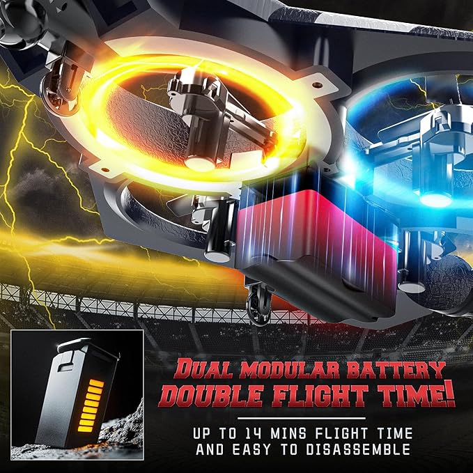 BEZGAR Brushless Drones for Kids | 2.4GHZ RC Plane with Camera, 6-axis Gyro Remote Control Airplane, 360° Flip Fighter Jet Toy, Toys for ages 8-13 with Colorful LED Navigation Lights Blue