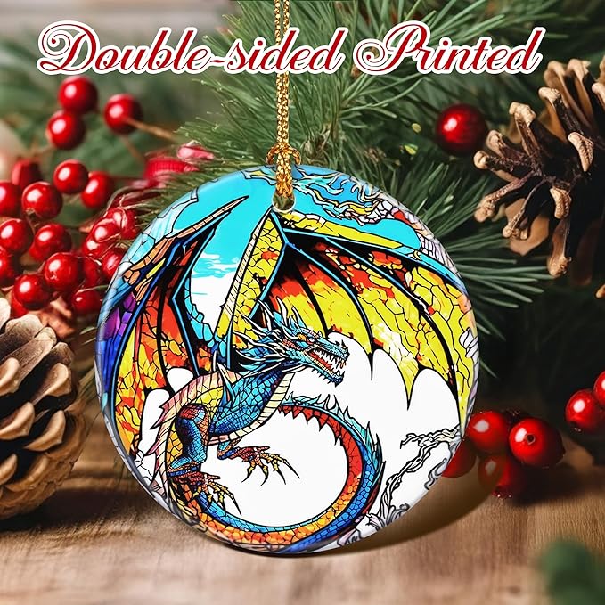 Dragon Christmas Ornament – Holiday & Christmas Decorations, Gifts for Dragon Lovers, Xmas Gift Ideas