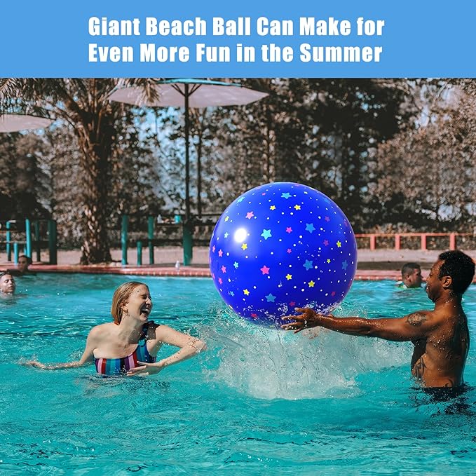 Large Beach Balls, Blue and Black Beach Balls Diameter 24inch for Kid Perfect for Summer Water Games and Hawaiian Themed Parties Inflatable Big Beach Balls(2 Pack)