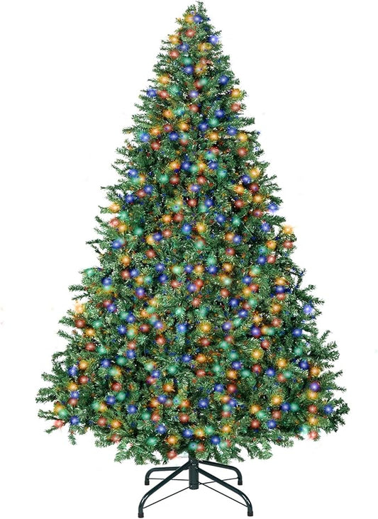 ININ 5FT Prelit Christmas Spruce Artificial Tree with Led Lights, Lighted Christmas Tree，Hinged Full Xmas Tree for Home Party Decoration,150 LED Lights,600 Branch Tips, Metal Hinges & Foldable Base.
