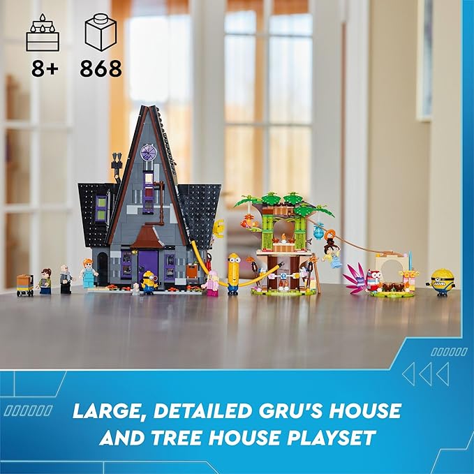 LEGO Despicable Me 4 Minions and Gru's Family Mansion, Minions Toy House and Tree Playset from Movie, Fun Despicable Me Toy, Creative Gift for Boys and Girls Aged 8 and Up, 75583