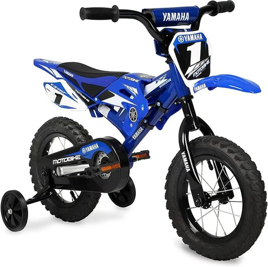 Yamaha 12 Inch Motocross Style Bike for Kids | Coaster Brake, Detachable Training Wheels | Safe Pedal Powered Bicycle for Kids Age 2-4 | for Boys & Girls