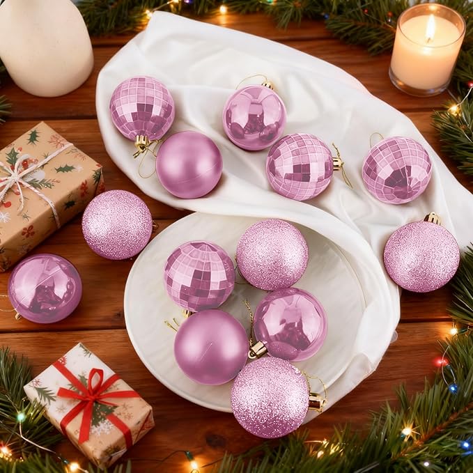 2.36" Christmas Balls Christmas Tree Ornaments Shatterproof Plastic Holiday Ornament Festival Hanging Ball Holiday Decorations Set of 24pcs