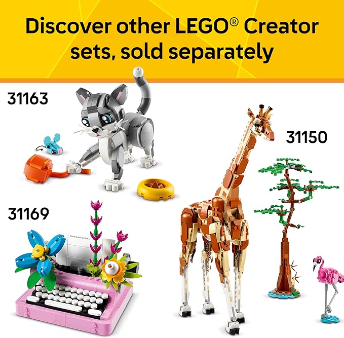 LEGO Creator 3 in 1 Wild Animals Panda Family - Building Toy with 3 Building Options, Panda, Penguin, or Orca - Animal Figures for Kids, Girls and Boys, Ages 8+ - Gift Idea for Birthdays - 31165