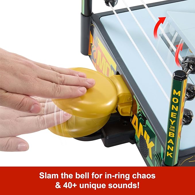 Mattel WWE Money in The Bank Cash-in Ring Playset with 2 Play Modes & 40+ Sounds & Phrases, Includes Launcher Crane, Ladders & Briefcase, 13-Inch x 20-Inch