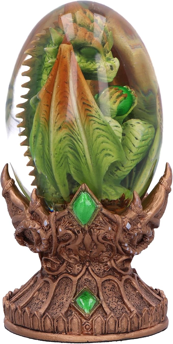 Nemesis Now Elemental Dragonlings, Glass Egg Figurine, Cast in The Finest Resin, Expertly Hand-Painted - Earth