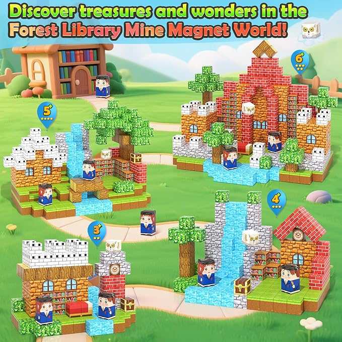 150PCS Magnetic Blocks - Magnetic Building Blocks STEM Toy, Build Mine Magnet World Craft Cubes for Kids, Magnet Blocks Montessori Sensory Toys for Toddlers, Kids Age 3-5 6-8 8-12 Boys Girls