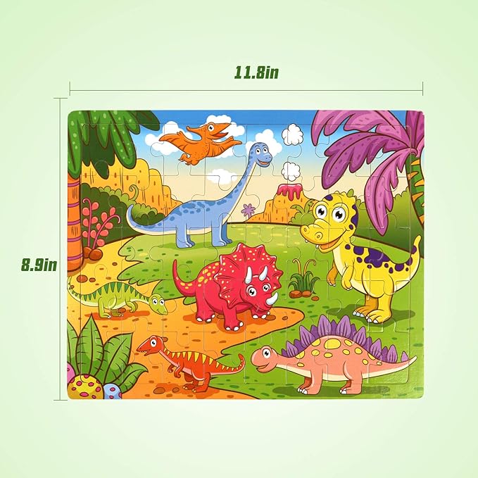 SYNARRY Wooden Jigsaw Puzzles for Kids Age 3-5 Year Old, 4 Pack 24-40 Pieces Preschool Educational Learning Toys Gift Set for Children Boys and Girls, Sea Life, Insects, Animals, Dinosaurs Themes