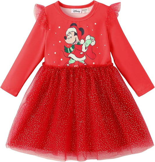 Disney Princess Frozen Minnie Mouse Dress Girls Sparkle Ruffle Tulle Tutu Birthday Party Fall Outfits Clothes Baby to Toddler