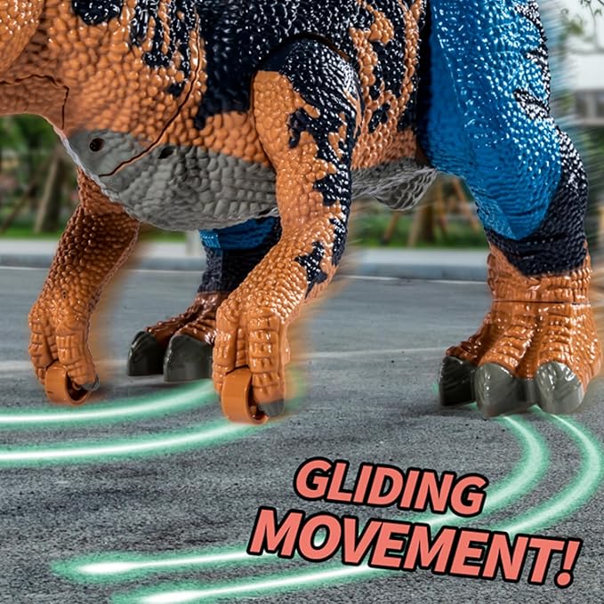 24" Large Dinosaur Toys for Kids 3-5, Big Dinosaur Tyrannosaurus rex Figure Toy with 10+ Dinosaurs Belly Storage, Gliding Wheels, Lights Sounds & Mist Spray – T-Rex that eats Toy for Boys Gift