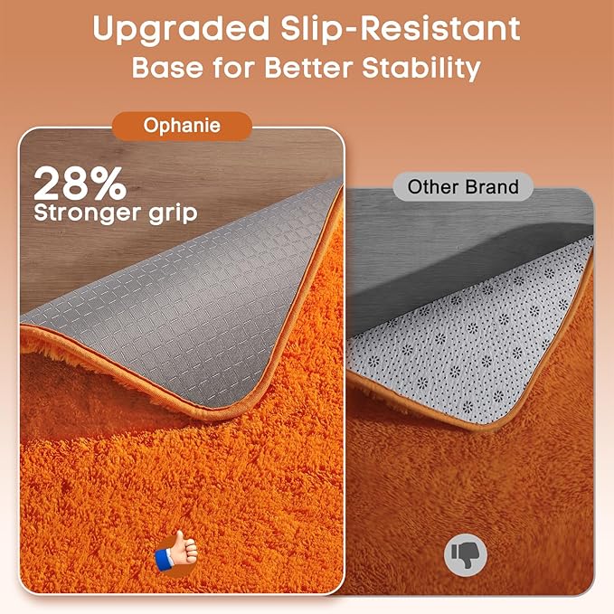 Ophanie Orange Rugs for Living Room Bedroom, 5x8 Fluffy Fuzzy Furry Carpet, Plush Soft Shaggy Bedside Indoor Floor Area Rug for Kids Girls Boys Baby Teen Dorm Nursery Home Decor Aesthetic